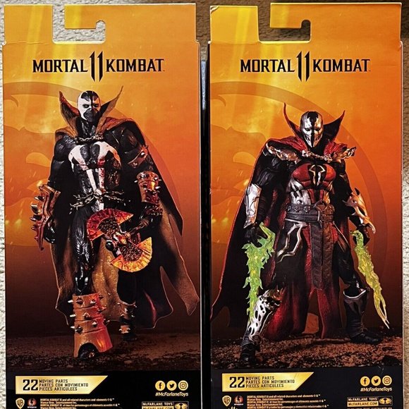 2  McFarlane Toys Mortal Kombat Red & Yellow SPAWN & 7" Action Figures Lot Misb - Picture 2 of 2